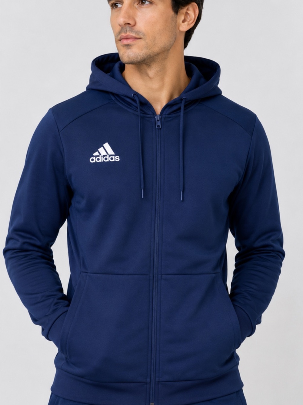 adidas Navy Blue Full-Zip Lightweight Hoodie Jacket  # 77